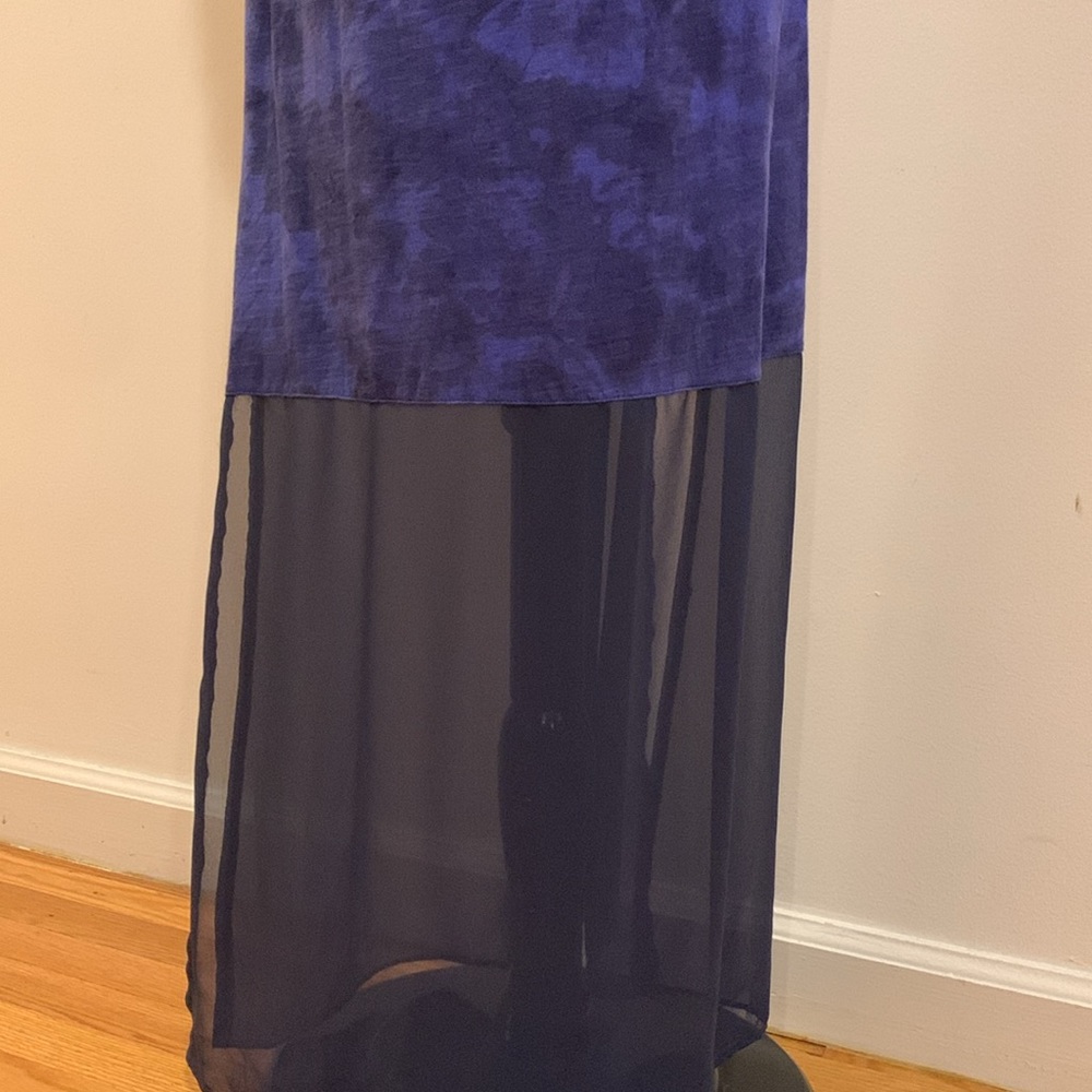 Express Strapless Blue Patterned Maxi Dress - image 4